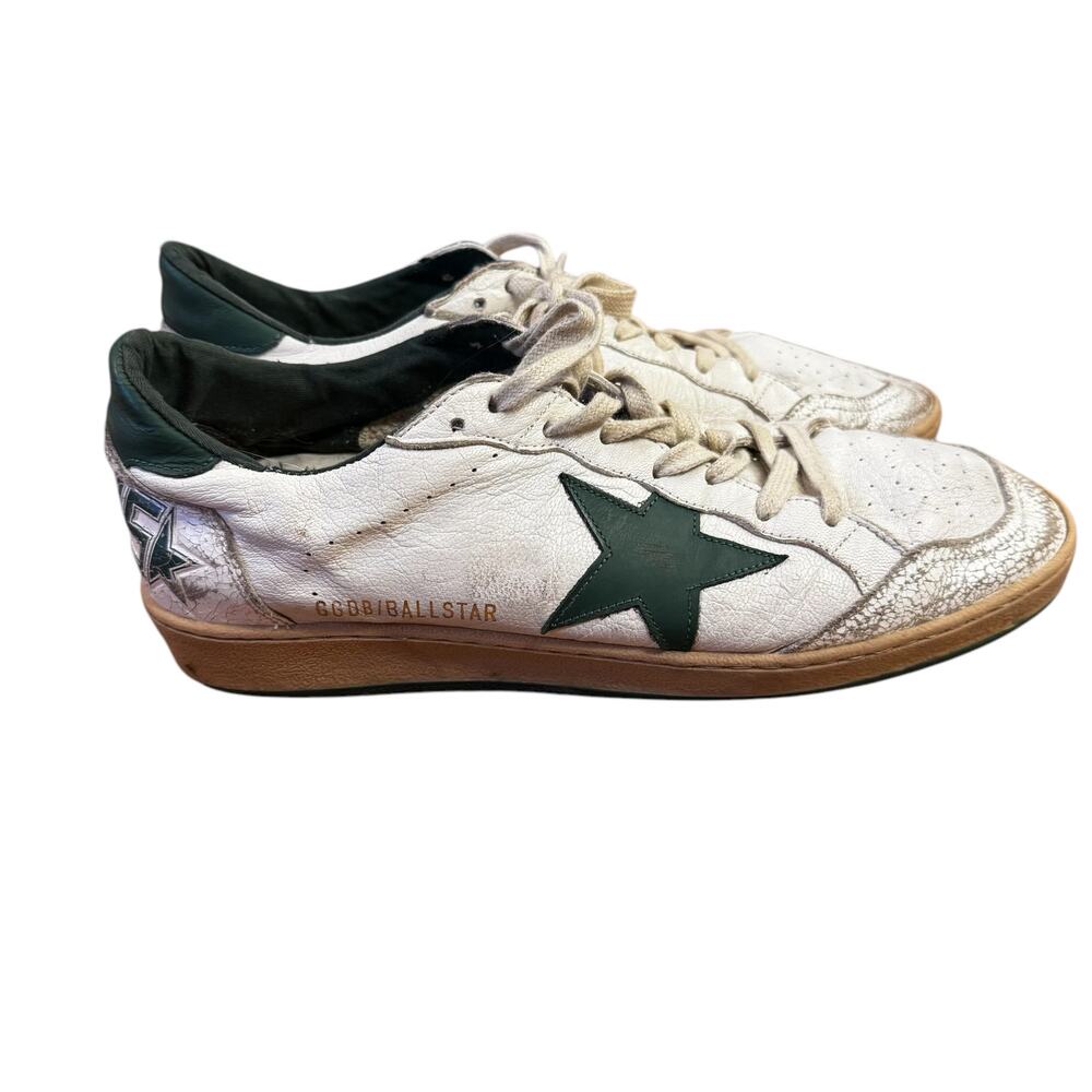 Men’s GOLDEN GOOSE Ball Star Men's White/Green Leather Low Top Sneakers EU 42